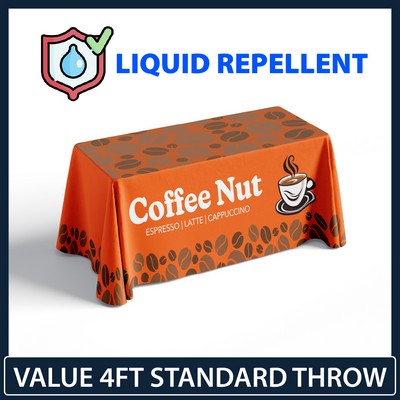 Value - 4' x 30"Top x 29"H - 4 Sided Hemmed Standard Liquid Repellent Table Throw (Full Coverage)