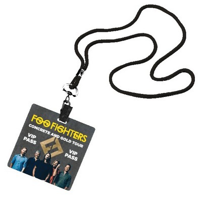 1/8" Polyester Cord Lanyard with Bulldog Clip and 3 1/2"x3 1/2" ID Badge